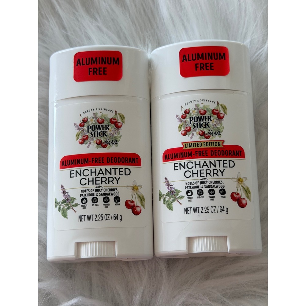 Power Stick for Her Enchanted Cherry Aluminum Free Deodorant 2.25oz 2 Pack NEW